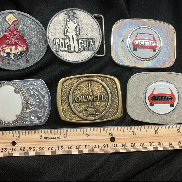 Assorted Lot of 6 of Vintage Belt Buckles Brass Silver Novelty - Picture 8 of 13